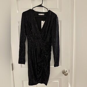 Zara Elegant Black Long Sleeve Dress